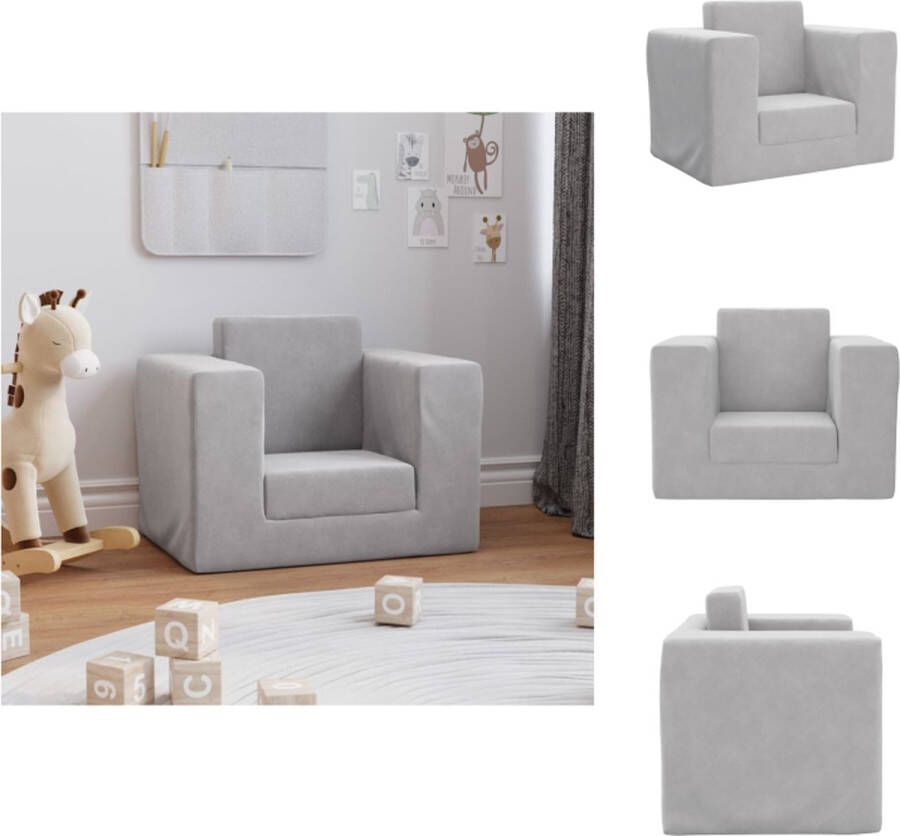 VidaXL Kinderbank Pluche 53x97x34.5 cm Lichtgrijs Bank