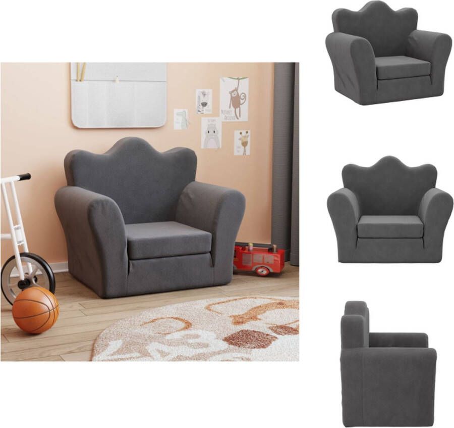 VidaXL Kinderbank Pluche 54 x (36.5-88) x 45.5 cm Antraciet Bank