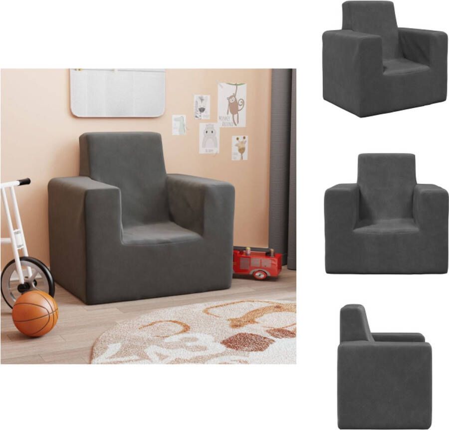 VidaXL Kinderbank Kinderbanken Kinder Bank Kinderbankje Kinderbank zacht pluche antraciet