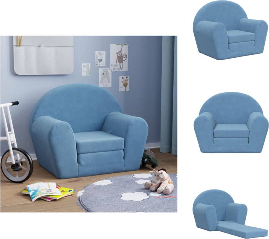 VidaXL Kinderbank Pluche Blauw 57 x (34-91) x 45 cm Schuimvulling Bank