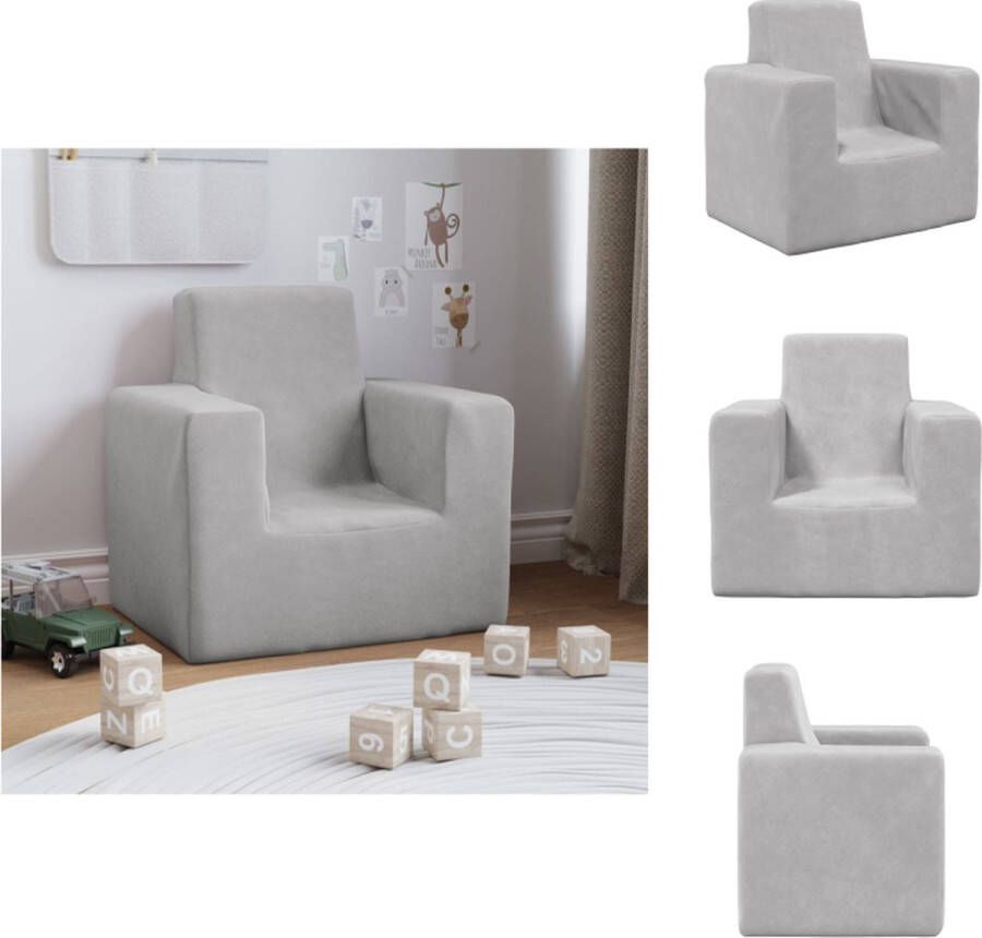 VidaXL Kinderbank Kinderbanken Kinder Bank Kinderbankje Kinderbank zacht pluche lichtgrijs - Foto 2