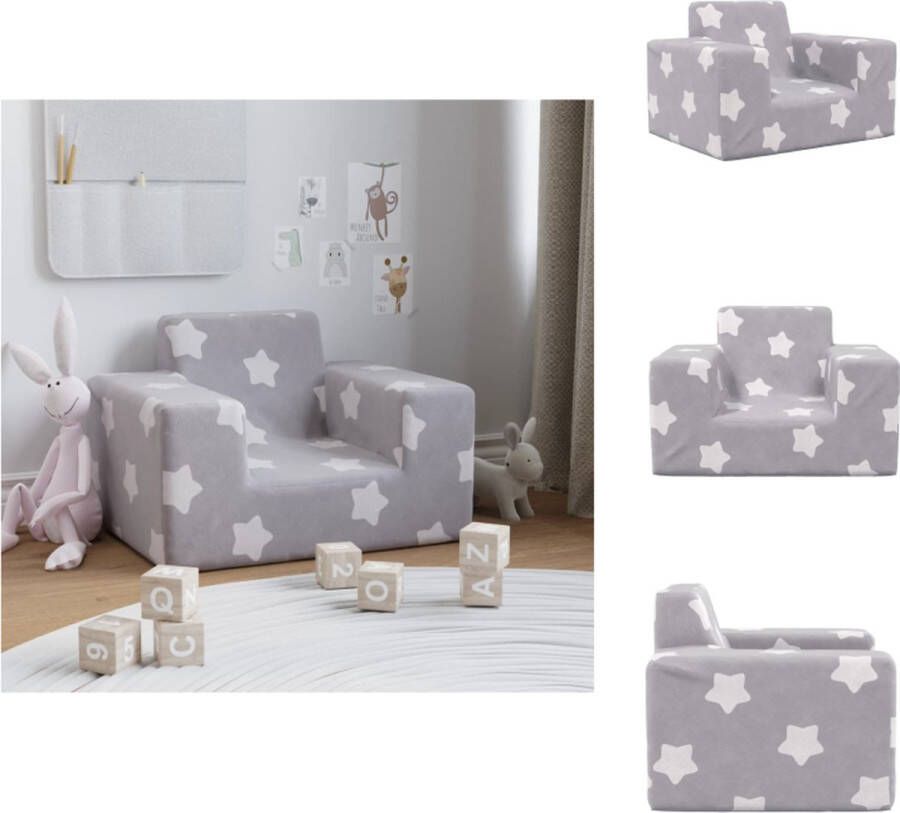 VidaXL Kinderbank Pluche Lichtgrijs 52.5x39.5x35cm Schuimvulling Bank