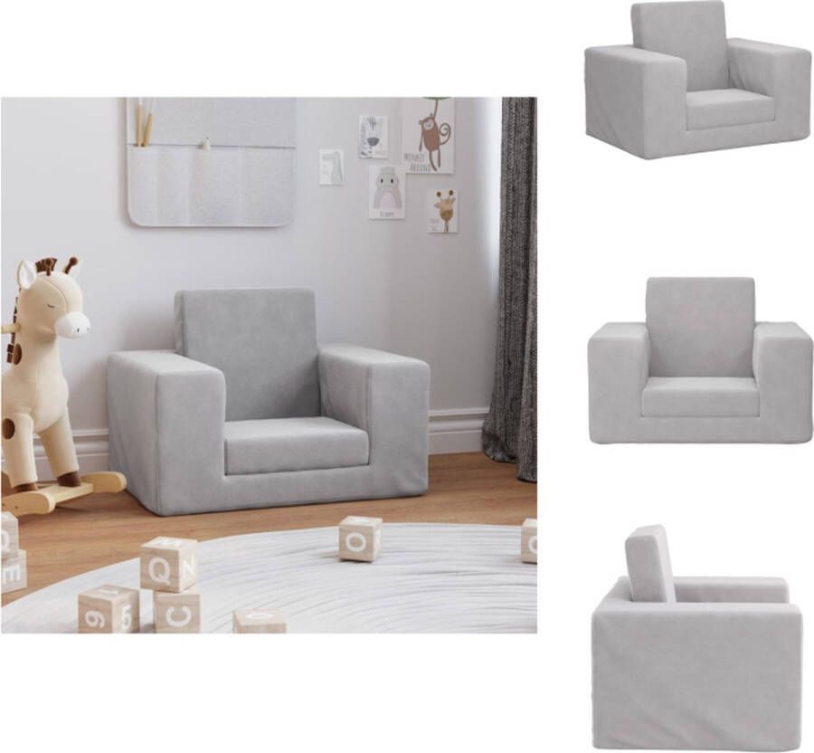 VidaXL Kinderbank Pluche Lichtgrijs 53x38x40cm Afneembare hoes Bank