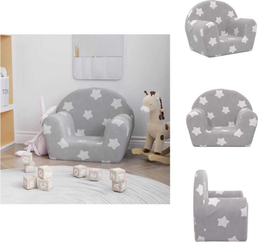 VidaXL Kinderbank Pluche Lichtgrijs 56 x 34.5 x 45 cm Afneembare hoes Bank