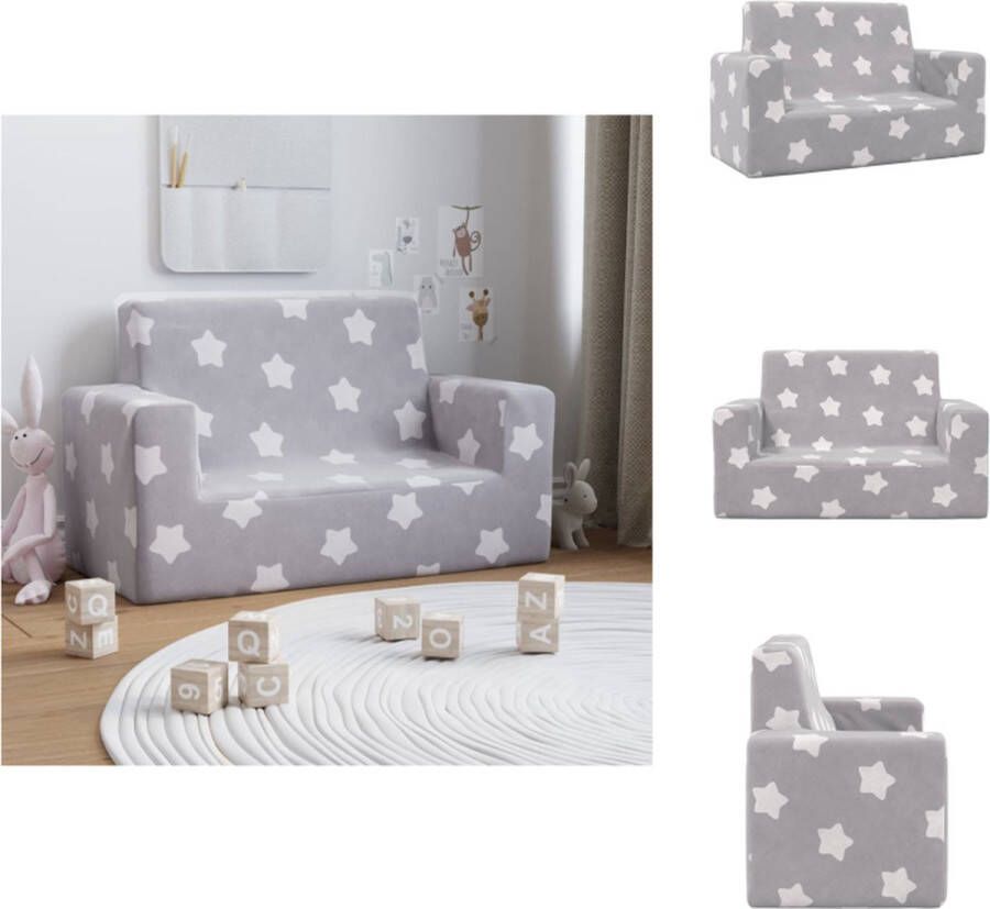 VidaXL Kinderbank Kinderbanken Kinder Bank Kinderbankje Kinderbank 2-zits met sterren zacht pluche lichtgrijs
