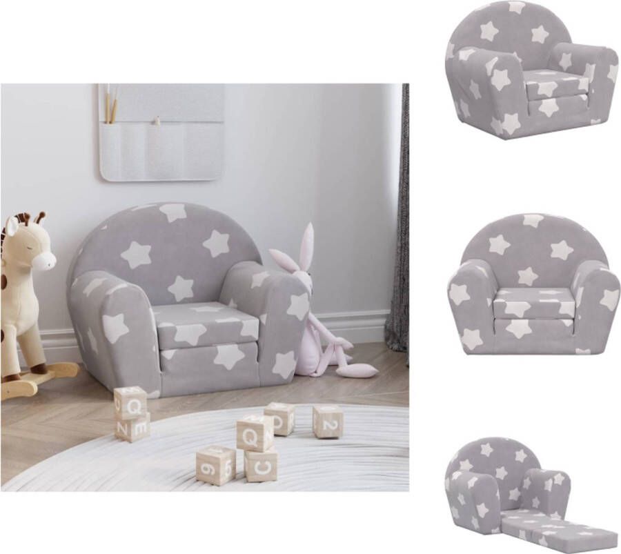 VidaXL Kinderbank Pluche Lichtgrijs met sterren 57 x (34-91) x 45 cm Schuimvulling Bank