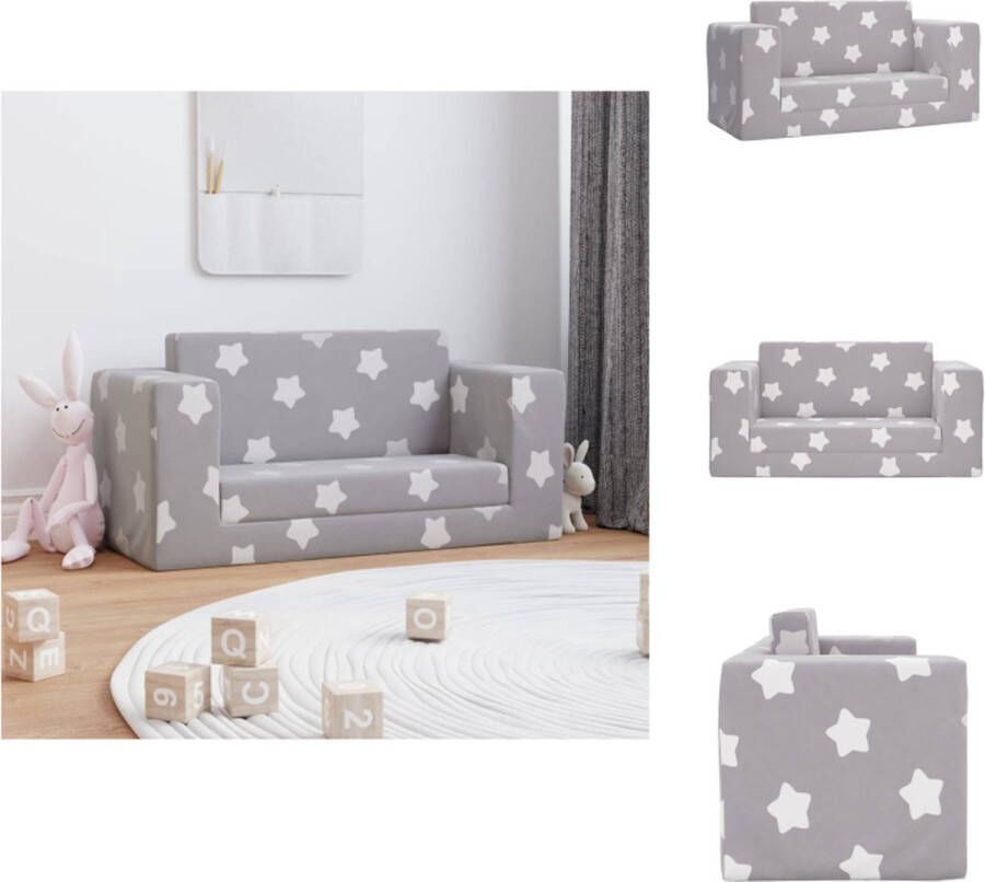 VidaXL Kinderbank Pluche Lichtgrijs met sterren 84x101x34.5 cm Afneembare hoes Bank