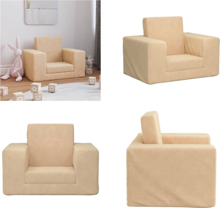 VidaXL Kinderbank zacht pluche crèmekleurig Kinderbank Kinderbanken Kinder Bank Kinderbankje