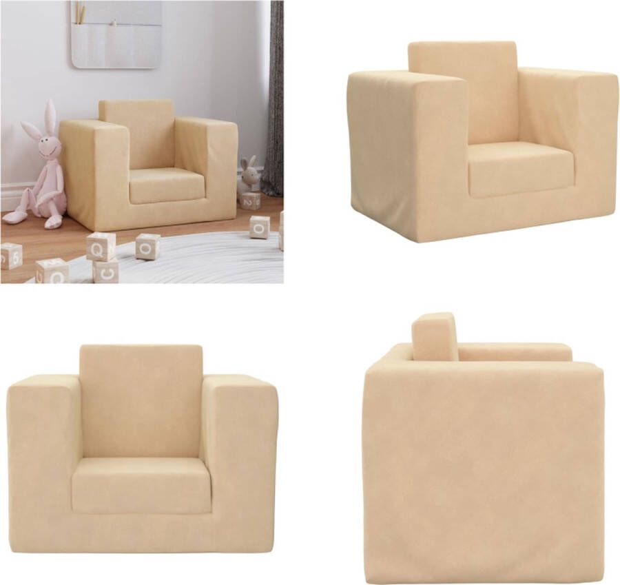 VidaXL Kinderslaapbank zacht pluche crèmekleurig Kinderbank Kinderbanken Kinder Bank Kinderbankje - Foto 2