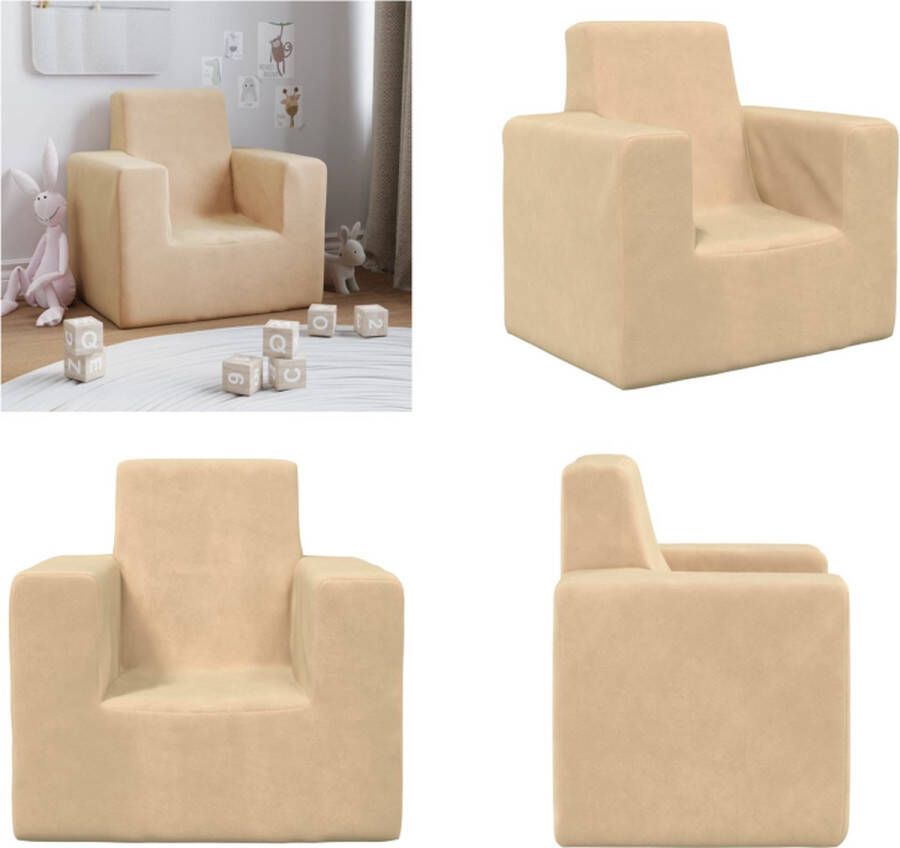 VidaXL Kinderbank zacht pluche crèmekleurig Kinderbank Kinderbanken Kinder Bank Kinderbankje