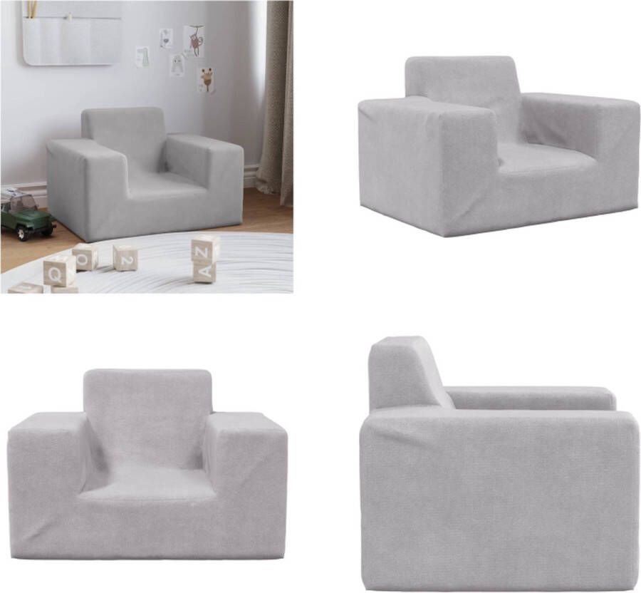 VidaXL Kinderbank zacht pluche lichtgrijs Kinderbank Kinderbanken Kinder Bank Kinderbankje