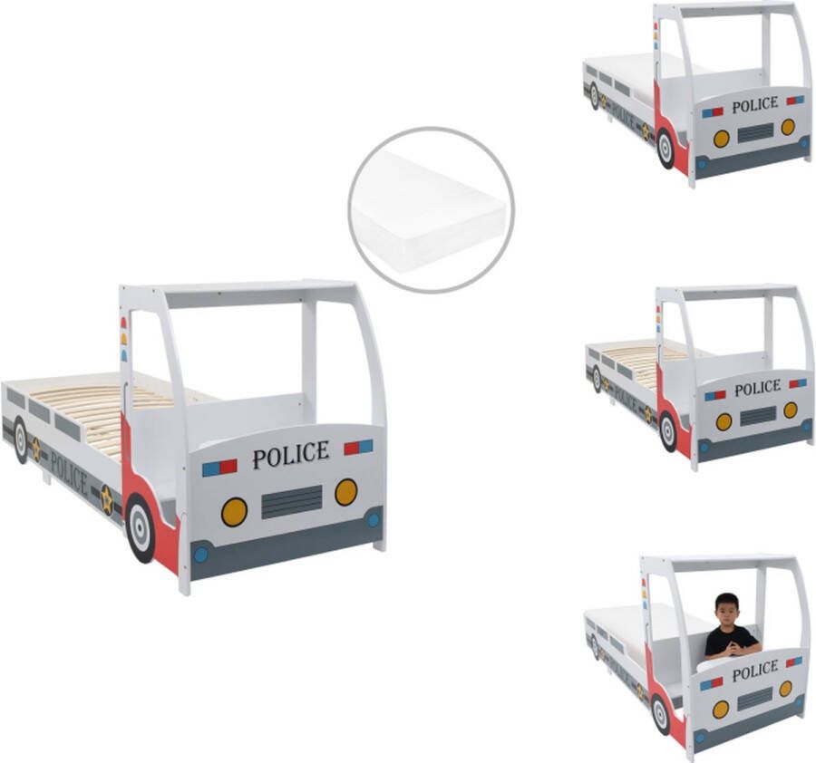 VidaXL Kinderbed Politieauto 260.5 x 97 x 117 cm Met bureau en matras Bed