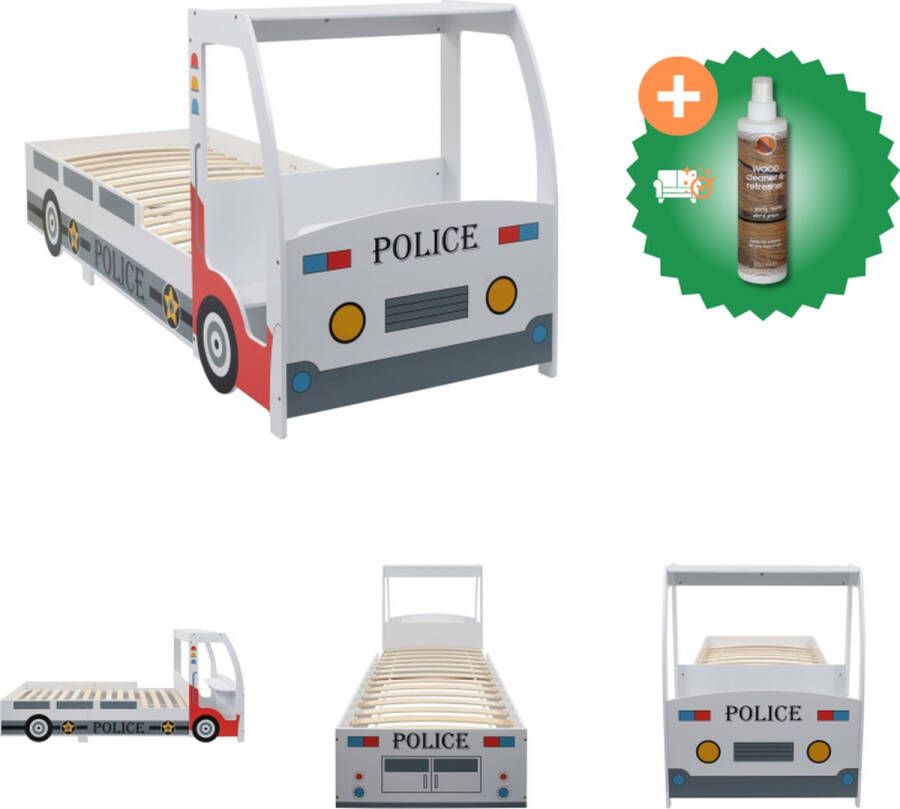 VidaXL Kinderbed Politieauto Meerkleurig 260.5 x 97 x 117 cm Inclusief bureau en zitje Geschikt voor 90 x 200 cm matras Bed Inclusief Houtreiniger en verfrisser