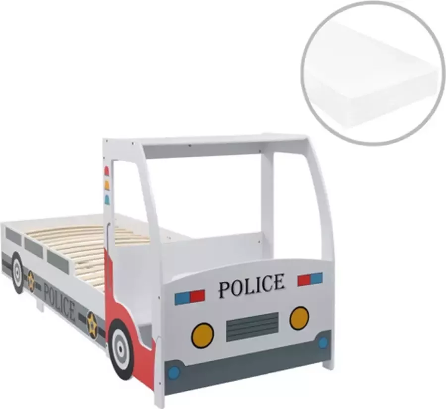 VidaXL -Kinderbed-politieauto-met-traagschuim-matras-90x200-cm - Foto 1