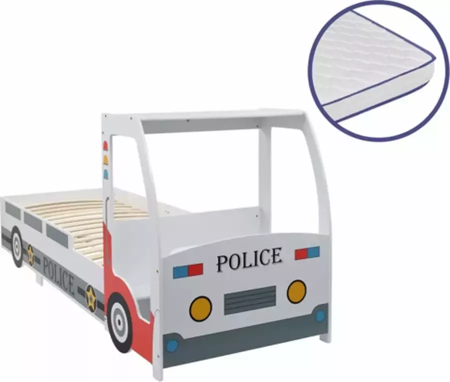 VidaXL -Kinderbed-politieauto-met-traagschuim-matras-90x200-cm - Foto 1