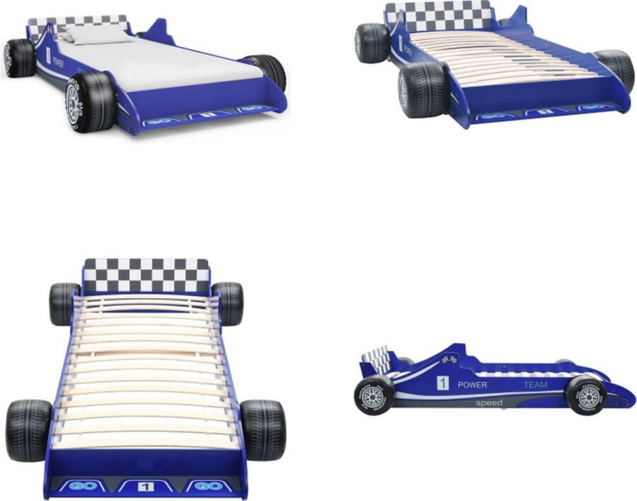 VidaXL Kinderbed raceauto blauw 90x200 cm Kinderbed Kinderbedden Bed Bedden