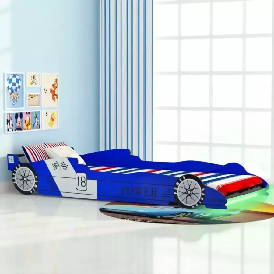 VidaXL -Kinderbed-raceauto-met-LED-verlichting-blauw-90x200-cm - Foto 1