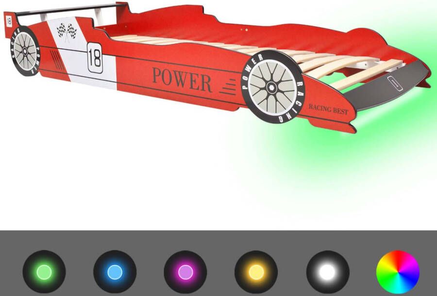 VidaXL -Kinderbed-raceauto-met-LED-verlichting-rood-90x200-cm - Foto 1