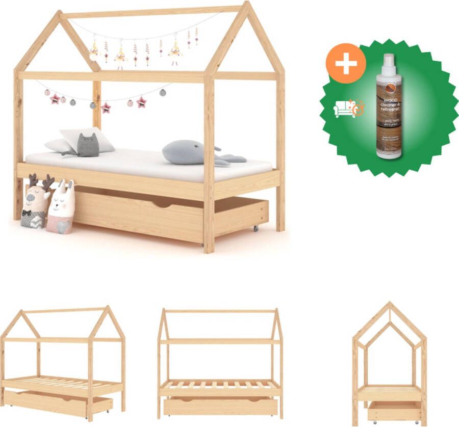 VidaXL Kinderbedframe Boomhutstijl Grenenhout 166x87x140 cm Inclusief bedlade Geschikt voor matras van 80x160 cm Bed Inclusief Houtreiniger en verfrisser - Foto 2