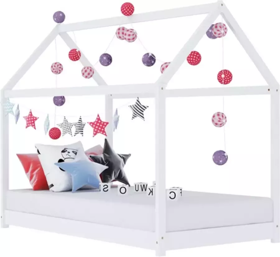 VidaXL -Kinderbedframe-massief-grenenhout-wit-80x160-cm - Foto 3