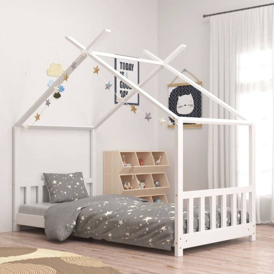 VidaXL -Kinderbedframe-massief-grenenhout-wit-80x160-cm - Foto 2