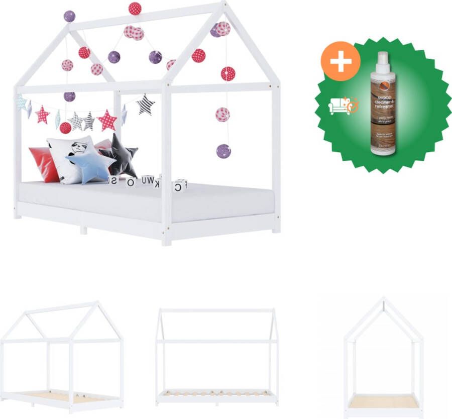 VidaXL Houten bedframe Boomhut-stijl 90 x 200 cm Wit Massief grenenhout Bed Inclusief Houtreiniger en verfrisser - Foto 2