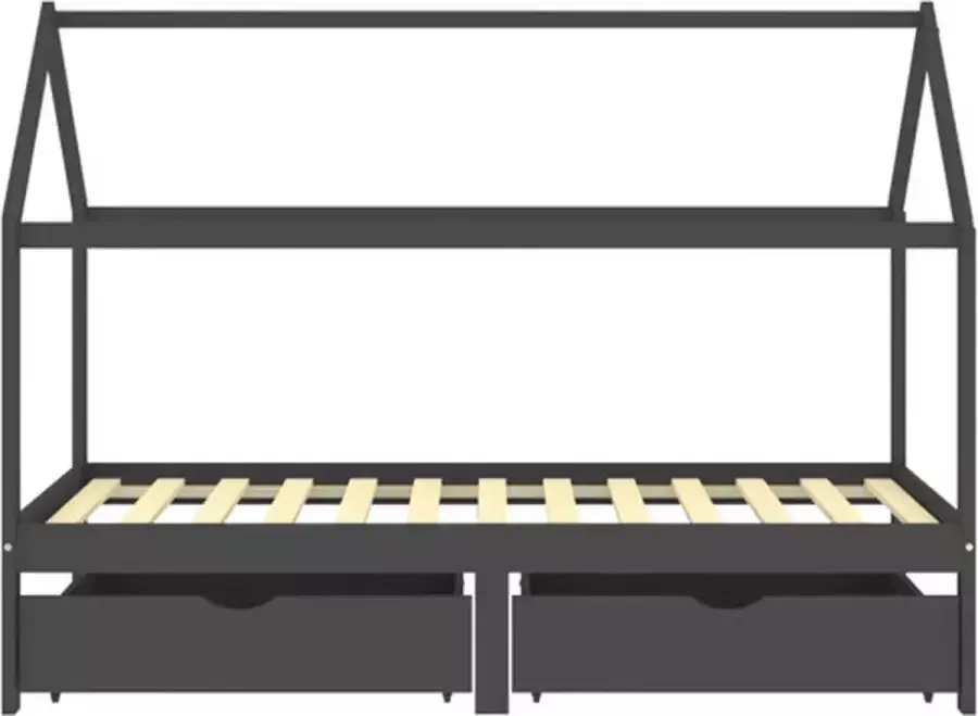 VidaXL -Kinderbedframe-met-lades-grenenhout-donkergrijs-90x200-cm - Foto 3