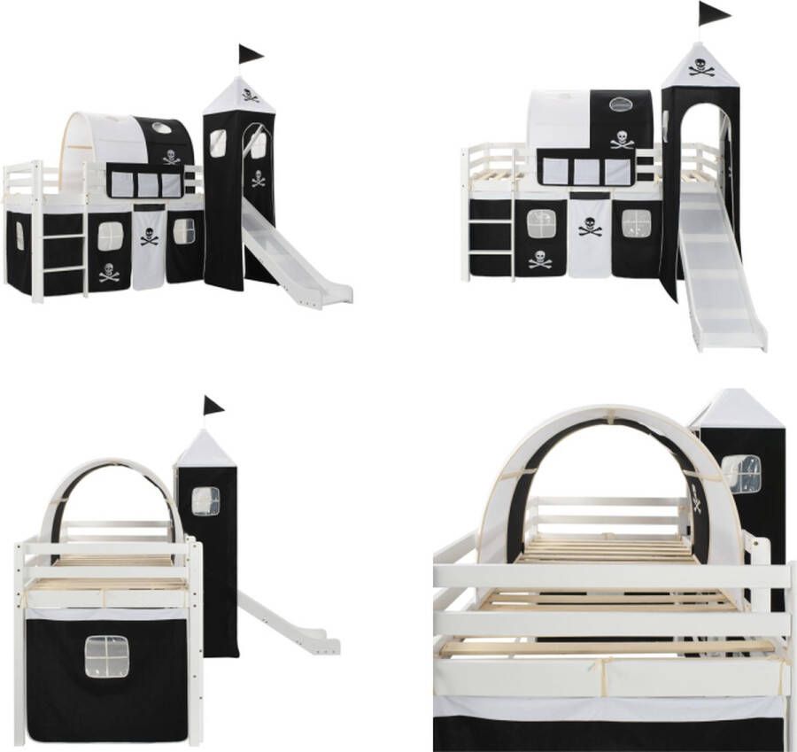 VidaXL Kinderhoogslaper met glijbaan en ladder 97x208 cm grenenhout Hoogslaper Voor Kinderen Hoogslapers Voor Kinderen Kinderhoogslaper Kinderhoogslapers