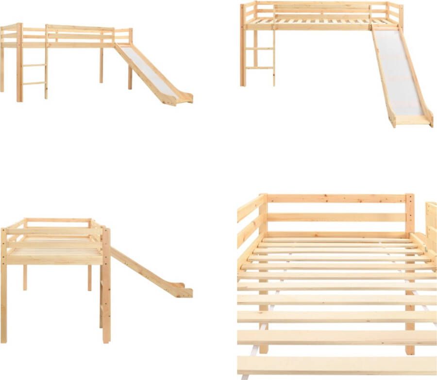VidaXL Kinderhoogslaper met glijbaan en ladder 97x208 cm grenenhout Hoogslaper Voor Kinderen Hoogslapers Voor Kinderen Kinderhoogslaper Kinderhoogslapers