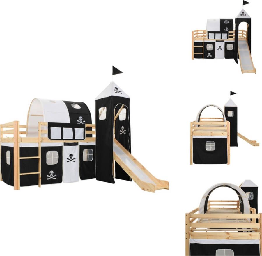 VidaXL Hoogslaper Voor Kinderen Hoogslapers Voor Kinderen Kinderhoogslaper Kinderhoogslapers Kinderhoogslaper met glijbaan en ladder 97x208 cm grenenhout - Foto 2