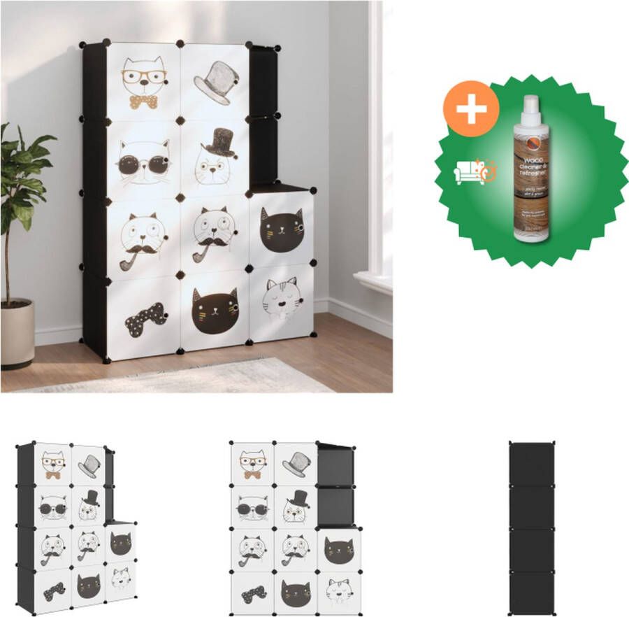 VidaXL Kinderkubusopbergkast 110x46.5x144 cm Waterbestendig Stevig en stabiel Gebruiksvriendelijk Kleurrijk patroon 10 kg draagvermogen Schoenenkast Inclusief Houtreiniger en verfrisser