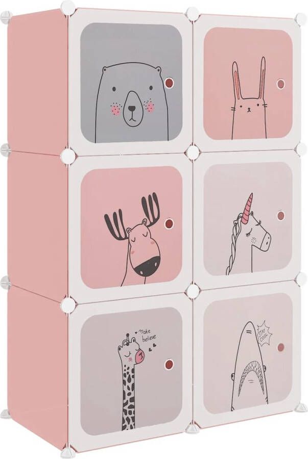 VidaXL Kinderopbergmeubel 6 vakken roze Kinderopbergkast Opbergkast Kids Storage Rozer Gekleurde Meubels Plastic Opbergbox Kinderkamer Decoratie Speelgoedopslag