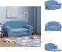 VidaXL Kinderslaapbank 2-zits Blauw Zacht pluche Afneembare hoes Schuimvulling 84 x (34-91) x 45 cm Bank - Thumbnail 1