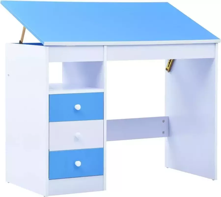 VidaXL Kindertekentafel -bureau kantelbaar blauw en wit - Foto 2