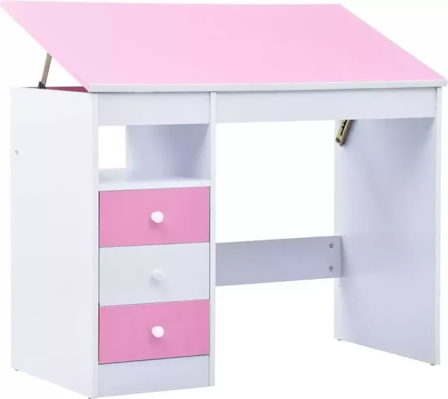 VidaXL Kindertekentafel -bureau kantelbaar roze en wit