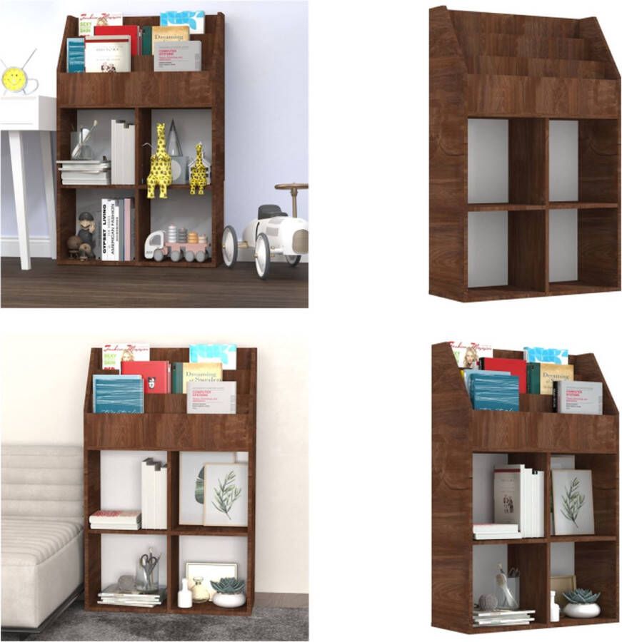 VidaXL Kindertijdschriftenrek 71x30x114 cm bewerkt hout bruineiken Kindertijdschriftenrek Kindertijdschriftenrekken Tijdschriftenrek Voor Kinderen Boekenkast
