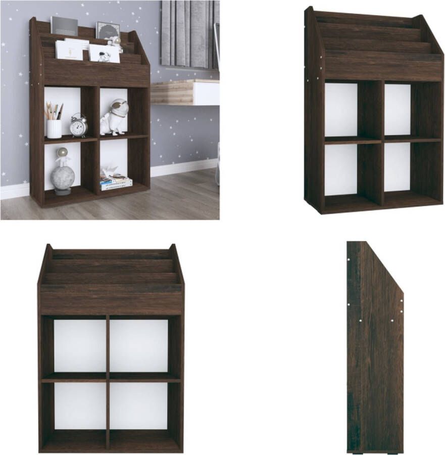 VidaXL Kindertijdschriftenrek 71x30x114 cm spaanplaat gerookt eiken Tijdschriftenrek Tijdschriftenrekken Tijdschriftenrek Voor Kinderen Kindertijdschriftrek