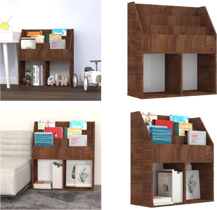 VidaXL Kindertijdschriftenrek 71x30x78 5 cm bewerkt hout bruineiken Kindertijdschriftenrek Kindertijdschriftenrekken Tijdschriftenrek Voor Kinderen Boekenkast - Foto 2