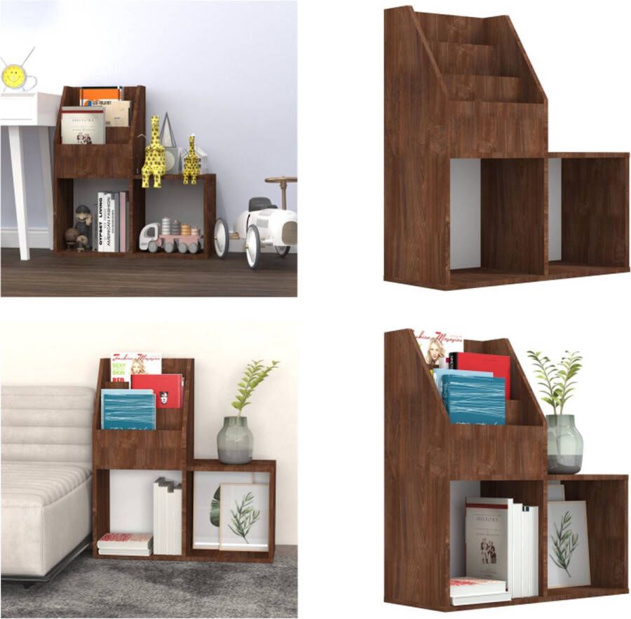 VidaXL Kindertijdschriftenrek 71x30x78 5 cm bewerkt hout bruineiken Kindertijdschriftenrek Kindertijdschriftenrekken Tijdschriftenrek Voor Kinderen Boekenkast