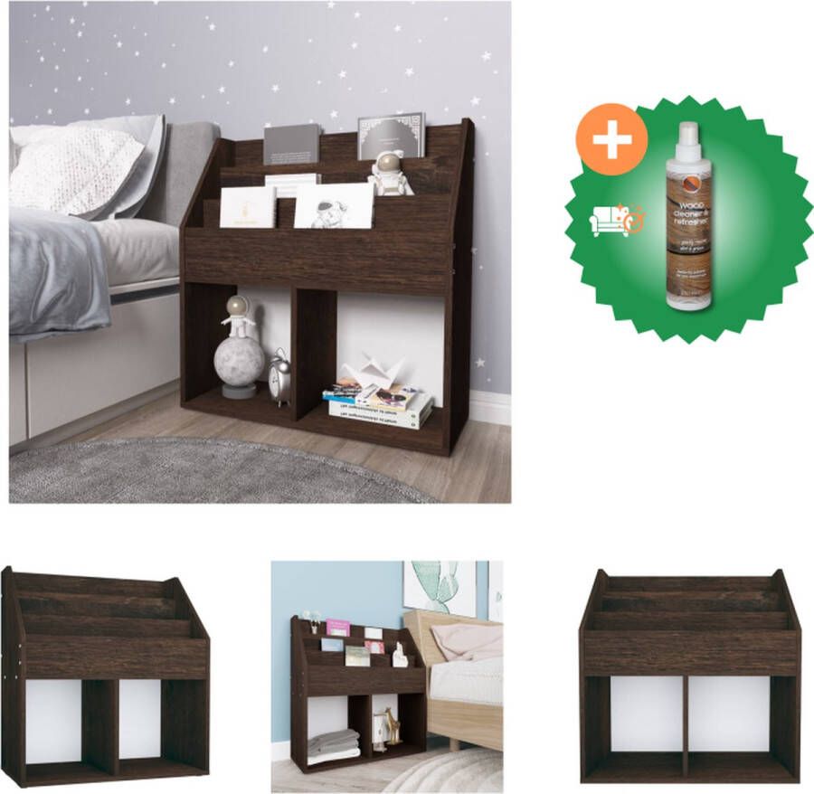 VidaXL Kindertijdschriftenrek 71x30x78-5 cm spaanplaat gerookt eiken Tijdschriftenrek Inclusief Houtreiniger en verfrisser