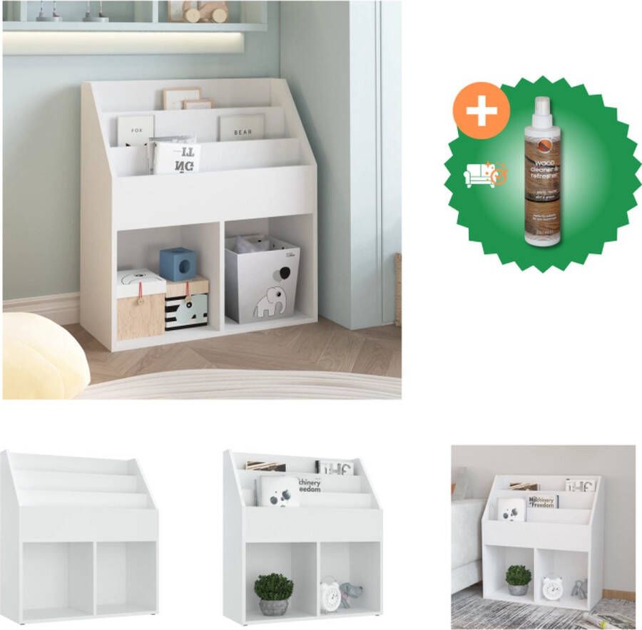 VidaXL Kindertijdschriftenrek 71x30x78-5 cm spaanplaat wit Tijdschriftenrek Inclusief Houtreiniger en verfrisser