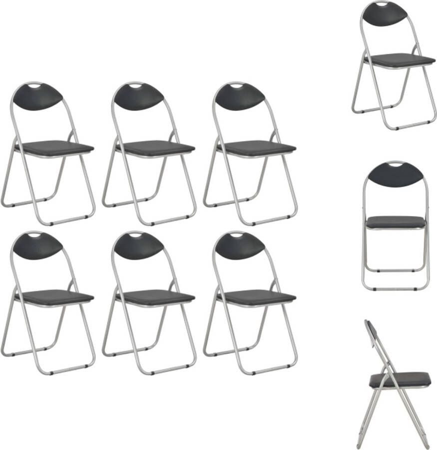 VidaXL Klapstoelen Set Eetkamerstoelen 44x43x80.5 cm Zwart Zilver Stalen Frame PVC Eetkamerstoel