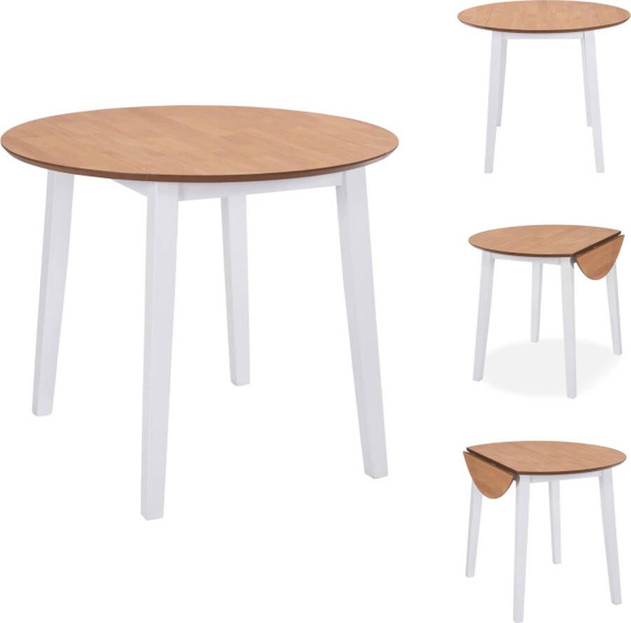 VidaXL Eetkamertafel Eetkamertafels Eetkamer Tafel Eetkamer Tafels Eettafel inklapbaar rond MDF wit