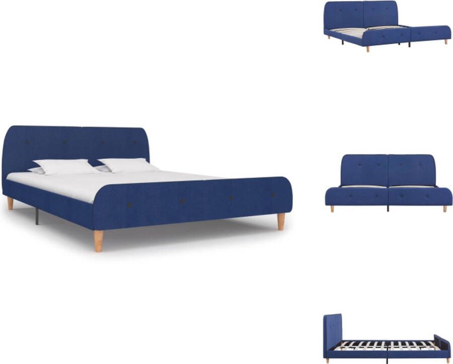 VidaXL Bedframe Bedframes Bed Bedden Bedframe stof blauw 160x200 cm - Foto 2