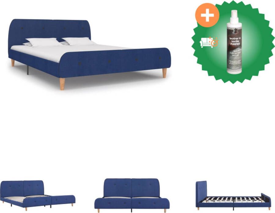 VidaXL Bedframe Blauw 203 x 163 x 35 cm Stof en Multiplex Geschikt voor matras van 160 x 200 cm Bed Inclusief Reiniger