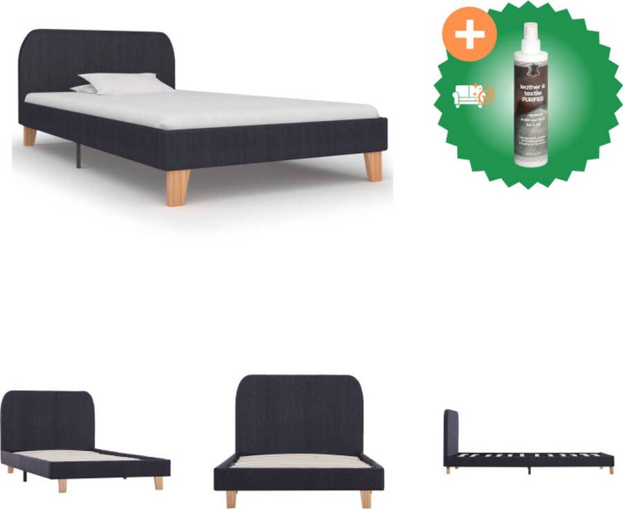 VidaXL Bedframe Donkergrijs 203 x 93 x 35 cm Ademend en duurzaam Ondersteunende poten Multiplex lattenbodem Bed Inclusief Reiniger