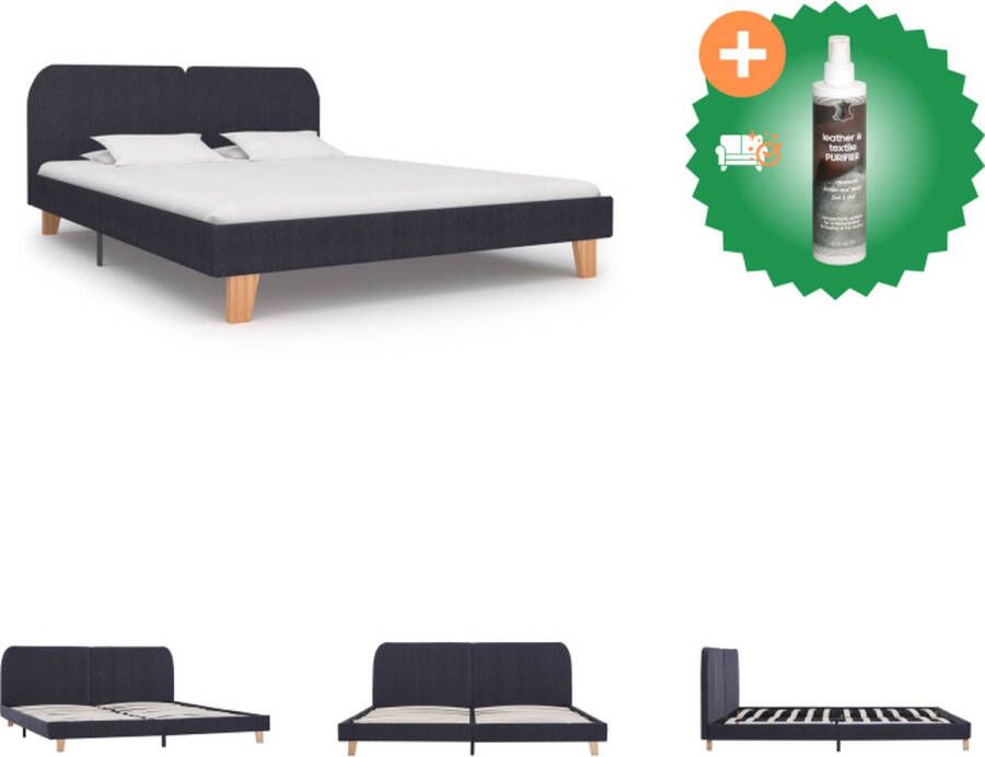 VidaXL Klassiek Bedframe Donkergrijs 180 x 200 cm Hout en IJzer Bed Inclusief Reiniger