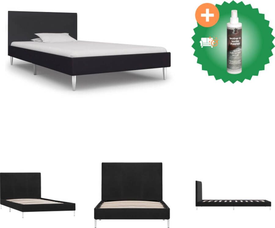 VidaXL Bedframe Duurzaam Bedframe Afmetingen- 203 x 93 x 25 cm Kleur- Zwart Materiaal- Stof en Multiplex Geschikte matras- 90 x 200 cm Bed Inclusief Reiniger - Foto 2