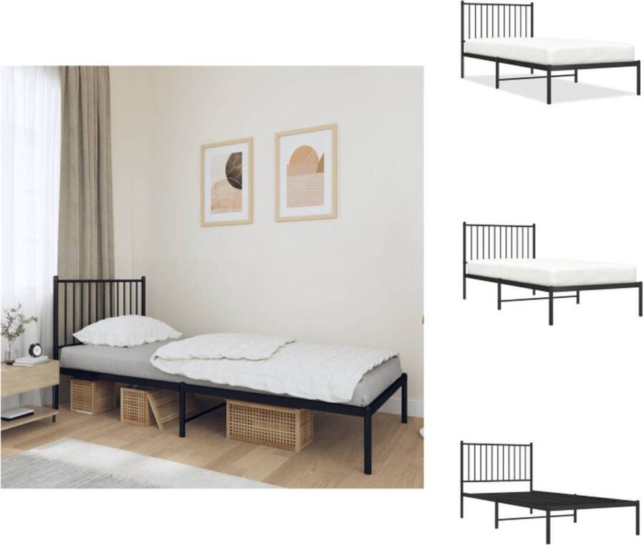 VidaXL Klassiek Bedframe Metaal 207 x 95 x 90.5 cm Zwart Bed