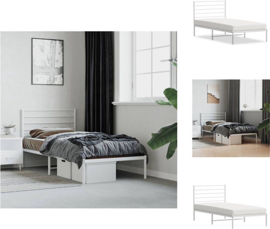 vidaXL Klassiek Bedframe Metalen 196 x 80 x 90 cm Wit Bed